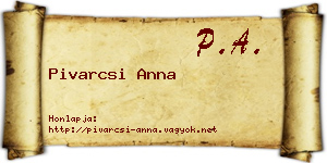 Pivarcsi Anna névjegykártya